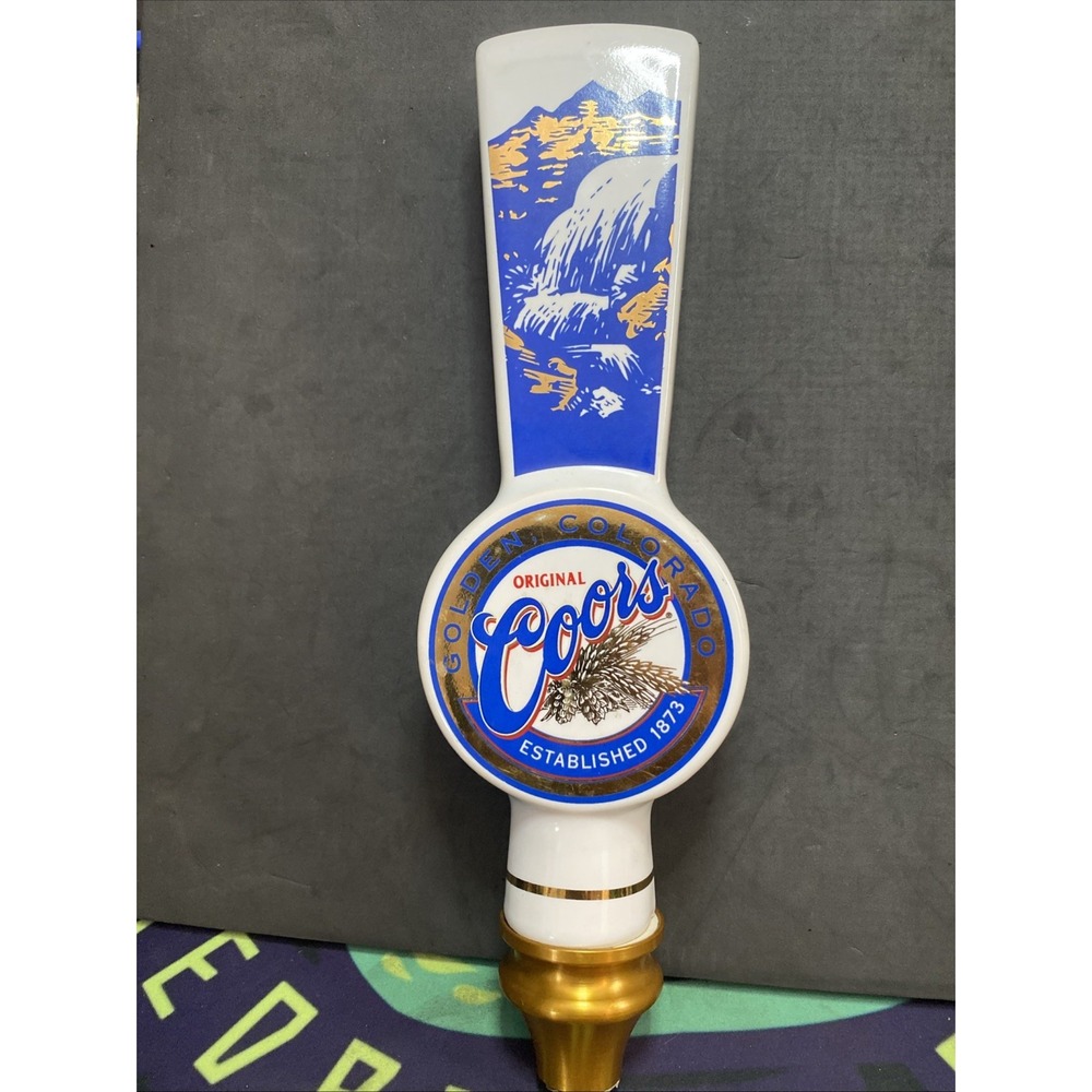 Coors Golden Colorado Original Beer Tap Handle White/Blue Mountain Rare Gold